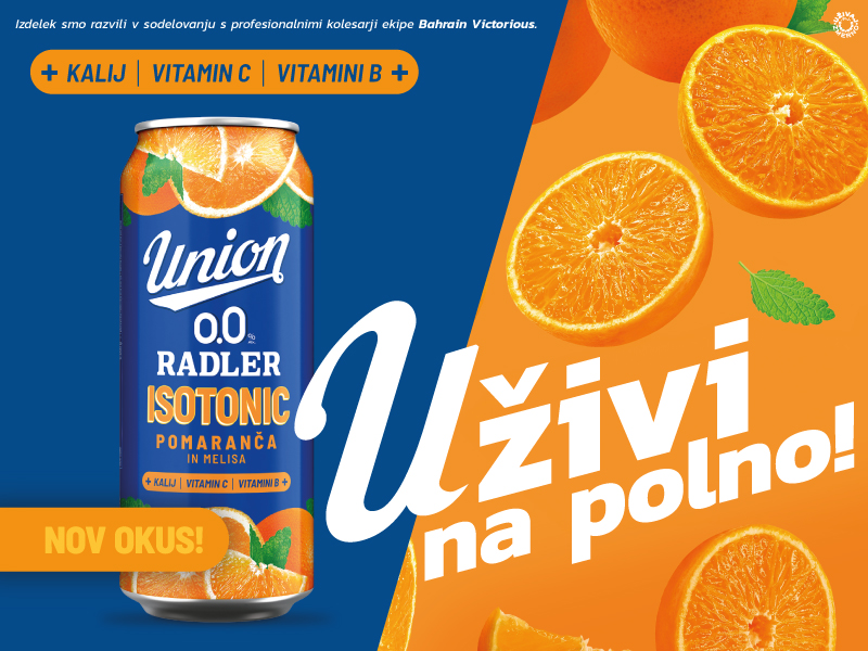Union Radler 0.0 Isotonic odslej z novim okusom pomaranče in melise na voljo v trafikah 3DVA